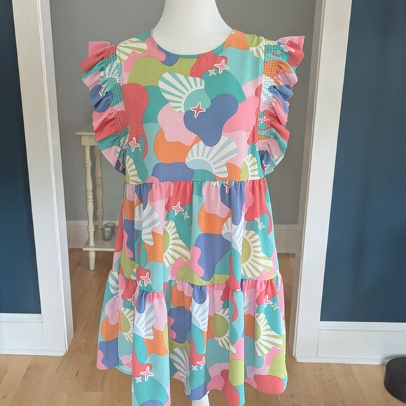 Michelle McDowell Everly Dress Size Medium Colorful Tiered With Ruffle Sleeve - Picture 3 of 9